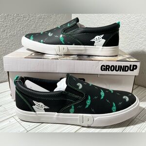 Ground Up Star Wars Mandalorian Grogu‎ Slip-On sneaker shoe black men’s size 10